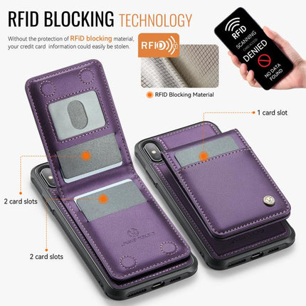 JEEHOOD J06 British Style RFID MagSafe Card Bag PU Phone Case, For iPhone X / XS, For iPhone XS Max, For iPhone 8 Plus / 7 Plus