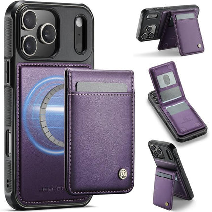JEEHOOD J06 British Style RFID MagSafe Card Bag PU Phone Case, For iPhone 18 Pro, For iPhone 18 Pro Max, For iPhone 17e / 16e, For iPhone 17 Pro Max