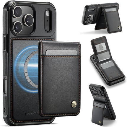 JEEHOOD J06 British Style RFID MagSafe Card Bag PU Phone Case, For iPhone 18 Pro, For iPhone 18 Pro Max, For iPhone 17e / 16e, For iPhone 17 Pro Max