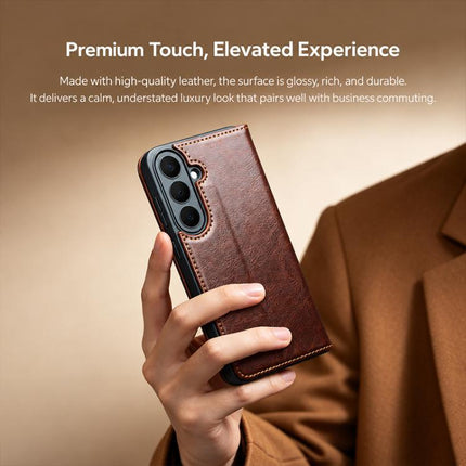 QIALINO Genuine Leather Phone Case, For Samsung Galaxy S26+ 5G, For Samsung Galaxy S26 Ultra 5G, For Samsung Galaxy S26 5G, For Samsung Galaxy S25 5G, For Samsung Galaxy S25+ 5G, For Samsung Galaxy S25 Ultra 5G