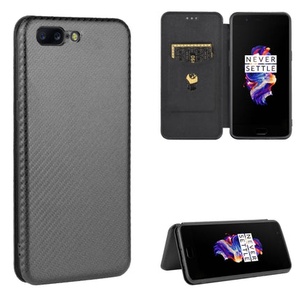 Carbon Fiber Texture Magnetic Horizontal Flip TPU + PC + PU Leather Case with Card Slot, For OnePlus 5T, For OnePlus 5, For OnePlus 6T, For OnePlus 6