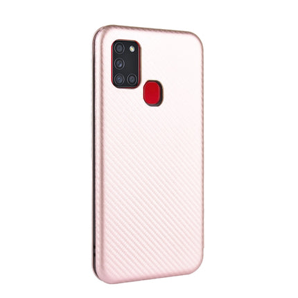 Carbon Fiber Texture Magnetic Horizontal Flip TPU + PC + PU Leather Case with Card Slot, For Samsung Galaxy A21s