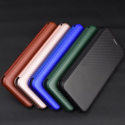 Carbon Fiber Texture Magnetic Horizontal Flip TPU + PC + PU Leather Case with Card Slot, For Samsung Galaxy A21s