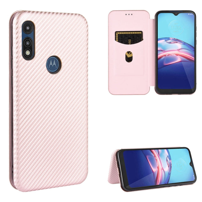 Carbon Fiber Texture Magnetic Horizontal Flip TPU + PC + PU Leather Case with Rope & Card Slot, For Motorola Moto E(2020), For Motorola Moto One Hyper, For Motorola Moto G Power, For Motorola Moto G8 Power(EU Version)