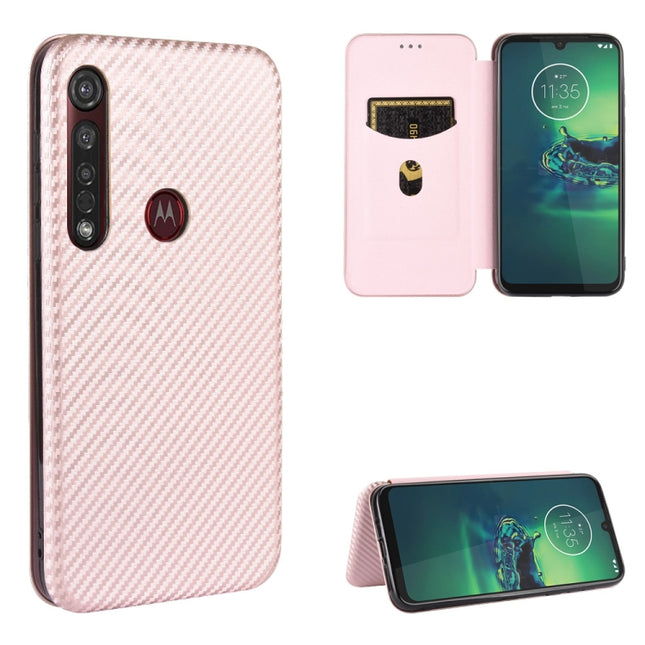 Carbon Fiber Texture Magnetic Horizontal Flip TPU + PC + PU Leather Case with Rope & Card Slot, For Motorola Moto G8 Plus, For Motorola Moto G8 Power Lite, For Motorola Moto G8, For Motorola Moto One Fusion Plus