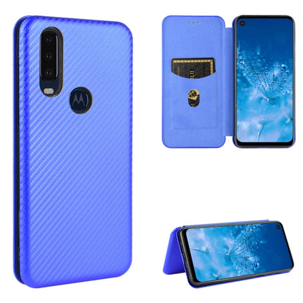 Carbon Fiber Texture Magnetic Horizontal Flip TPU + PC + PU Leather Case with Rope & Card Slot, For Motorola Moto P40 Power / One Action, For Motorola Moto One Macro / G8 Play