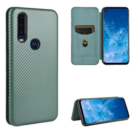 Carbon Fiber Texture Magnetic Horizontal Flip TPU + PC + PU Leather Case with Rope & Card Slot, For Motorola Moto P40 Power / One Action, For Motorola Moto One Macro / G8 Play