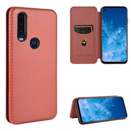 Carbon Fiber Texture Magnetic Horizontal Flip TPU + PC + PU Leather Case with Rope & Card Slot, For Motorola Moto P40 Power / One Action, For Motorola Moto One Macro / G8 Play