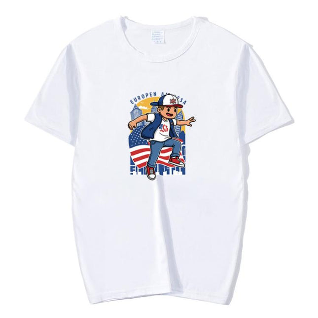 Boy Printed Round Neck Modal Short Sleeve T-shirt Print On Your Demand, POD T-Shirt, S, S, POD T-Shirt, M