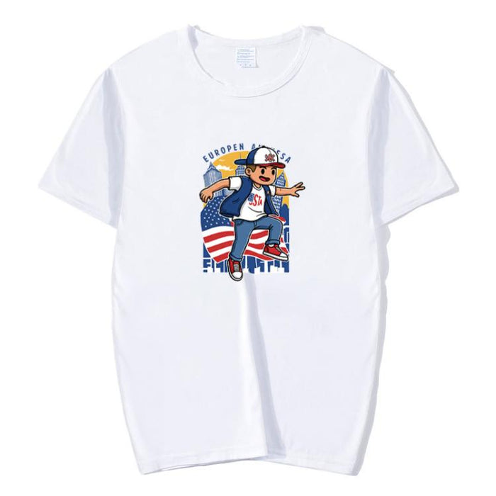 Boy Printed Round Neck Modal Short Sleeve T-shirt Print On Your Demand, POD T-Shirt, S, S, POD T-Shirt, M