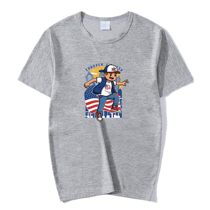 Boy Printed Round Neck Modal Short Sleeve T-shirt Print On Your Demand, M, POD T-Shirt, L