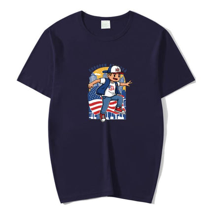 Boy Printed Round Neck Modal Short Sleeve T-shirt Print On Your Demand, XL, POD T-Shirt, XXL