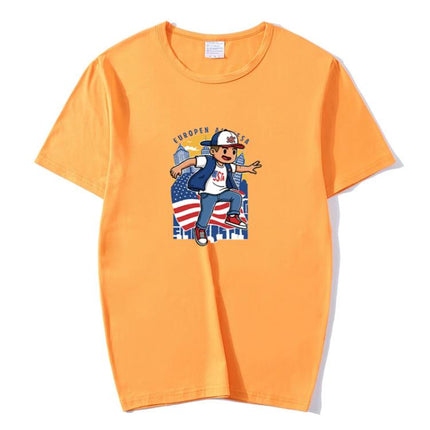 Boy Printed Round Neck Modal Short Sleeve T-shirt Print On Your Demand, XL, POD T-Shirt, XXL