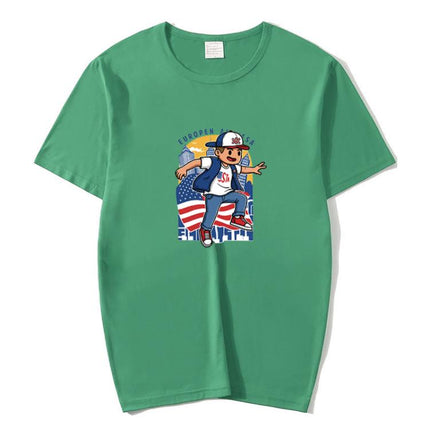 Boy Printed Round Neck Modal Short Sleeve T-shirt Print On Your Demand, XL, POD T-Shirt, XXL