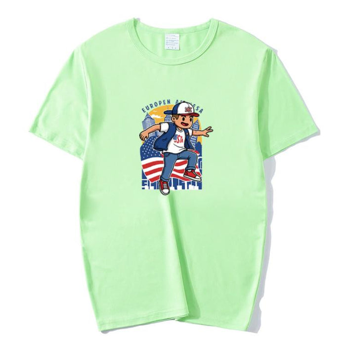 Boy Printed Round Neck Modal Short Sleeve T-shirt Print On Your Demand, XXXL, POD T-Shirt, XXXXL