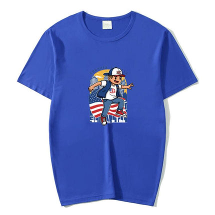 Boy Printed Round Neck Modal Short Sleeve T-shirt Print On Your Demand, XXXXL, POD T-Shirt, XXXXXL