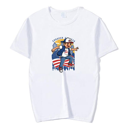 Boy Printed Round Neck Modal Short Sleeve T-shirt Print On Your Demand, XXXXL, POD T-Shirt, XXXXXL