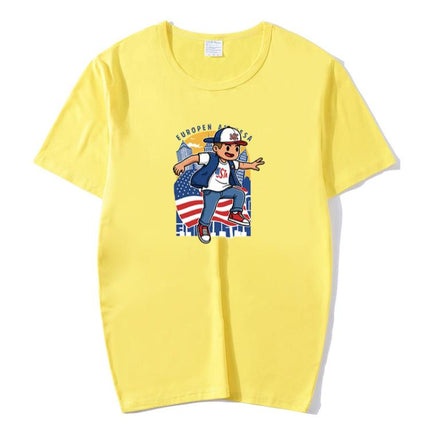 Boy Printed Round Neck Modal Short Sleeve T-shirt Print On Your Demand, XXXXXL