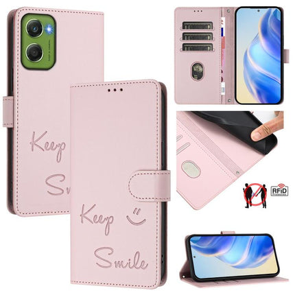 Smile Embossing RFID Leather Phone Case, For Motorola Moto G17 4G / G17 Power 4G, For Motorola Moto G67 Power 5G, For Motorola Edge 70 5G, For Motorola Moto G06 4G