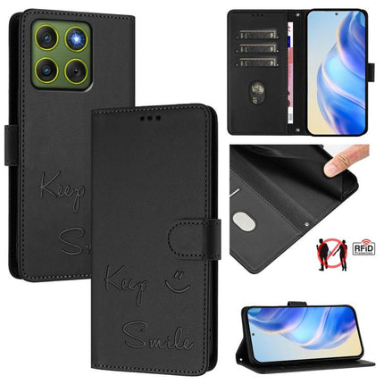 Smile Embossing RFID Leather Phone Case, For Motorola Moto G17 4G / G17 Power 4G, For Motorola Moto G67 Power 5G, For Motorola Edge 70 5G, For Motorola Moto G06 4G