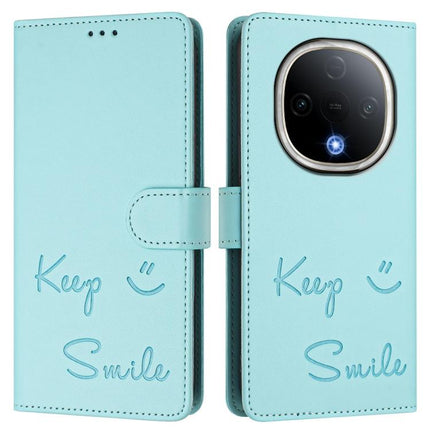 Smile Embossing RFID Leather Phone Case, For vivo Y300 5G