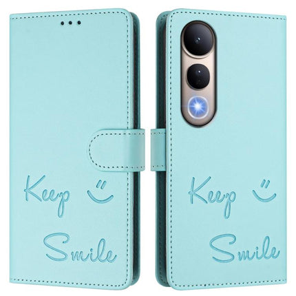 Smile Embossing RFID Leather Phone Case, For vivo V50 Lite 5G, For vivo Y29s 5G / Y04 4G Global, For vivo Y29 4G Global, For vivo V50 5G Global