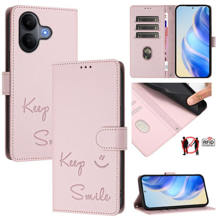 Smile Embossing RFID Leather Phone Case, For vivo V60 Lite 5G Global, For vivo Y400 5G Global, For vivo Y400 4G, For vivo V60 5G Global