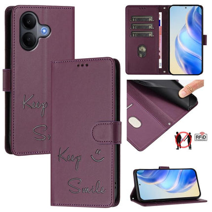 Smile Embossing RFID Leather Phone Case, For vivo V60 Lite 5G Global, For vivo Y400 5G Global, For vivo Y400 4G, For vivo V60 5G Global