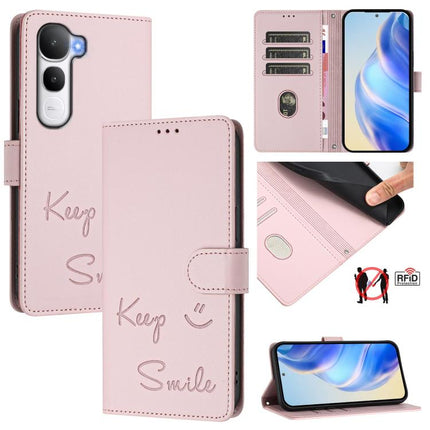 Smile Embossing RFID Leather Phone Case, For vivo V60 Lite 5G Global, For vivo Y400 5G Global, For vivo Y400 4G, For vivo V60 5G Global
