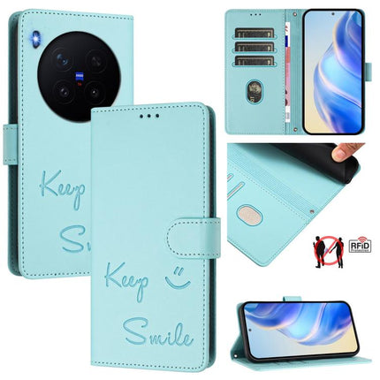 Smile Embossing RFID Leather Phone Case, For vivo X300 Ultra, For vivo X300 Pro 5G, For vivo X300 5G, For vivo Y31 5G Global