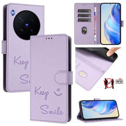 Smile Embossing RFID Leather Phone Case, For vivo X300 Ultra, For vivo X300 Pro 5G, For vivo X300 5G, For vivo Y31 5G Global
