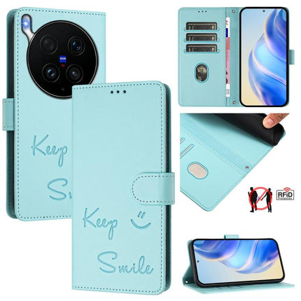 Smile Embossing RFID Leather Phone Case, For vivo X300 Ultra, For vivo X300 Pro 5G, For vivo X300 5G, For vivo Y31 5G Global
