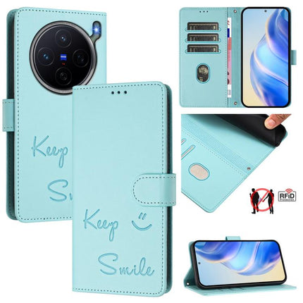 Smile Embossing RFID Leather Phone Case, For vivo X300 FE / S50 Pro mini 5G, For vivo X300s, For vivo Y21 5G 2026 / vivo Y05 4G, For vivo V70 FE 5G