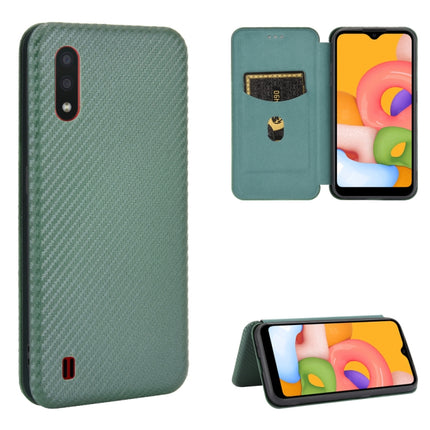 Carbon Fiber Texture Magnetic Horizontal Flip TPU + PC + PU Leather Case with Rope & Card Slot, For Samsung Galaxy A01, For Samsung Galaxy A7(2018) / A750, For Samsung Galaxy A20s, For Samsung Galaxy A21(Eurasian Version)