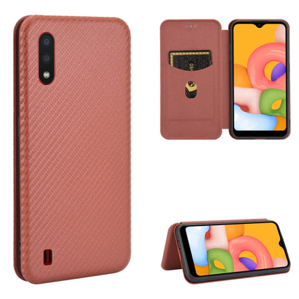 Carbon Fiber Texture Magnetic Horizontal Flip TPU + PC + PU Leather Case with Rope & Card Slot, For Samsung Galaxy A01, For Samsung Galaxy A7(2018) / A750, For Samsung Galaxy A20s, For Samsung Galaxy A21(Eurasian Version)