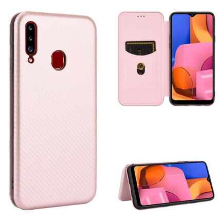 Carbon Fiber Texture Magnetic Horizontal Flip TPU + PC + PU Leather Case with Rope & Card Slot, For Samsung Galaxy A01, For Samsung Galaxy A7(2018) / A750, For Samsung Galaxy A20s, For Samsung Galaxy A21(Eurasian Version)