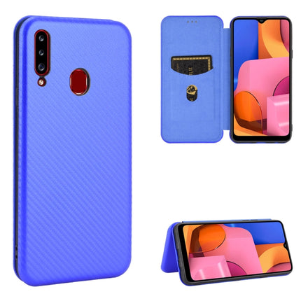 Carbon Fiber Texture Magnetic Horizontal Flip TPU + PC + PU Leather Case with Rope & Card Slot, For Samsung Galaxy A01, For Samsung Galaxy A7(2018) / A750, For Samsung Galaxy A20s, For Samsung Galaxy A21(Eurasian Version)