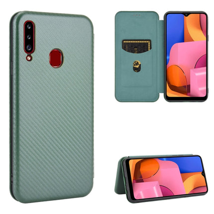 Carbon Fiber Texture Magnetic Horizontal Flip TPU + PC + PU Leather Case with Rope & Card Slot, For Samsung Galaxy A01, For Samsung Galaxy A7(2018) / A750, For Samsung Galaxy A20s, For Samsung Galaxy A21(Eurasian Version)
