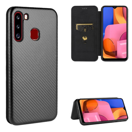 Carbon Fiber Texture Magnetic Horizontal Flip TPU + PC + PU Leather Case with Rope & Card Slot, For Samsung Galaxy A01, For Samsung Galaxy A7(2018) / A750, For Samsung Galaxy A20s, For Samsung Galaxy A21(Eurasian Version)