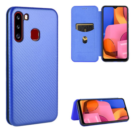 Carbon Fiber Texture Magnetic Horizontal Flip TPU + PC + PU Leather Case with Rope & Card Slot, For Samsung Galaxy A01, For Samsung Galaxy A7(2018) / A750, For Samsung Galaxy A20s, For Samsung Galaxy A21(Eurasian Version)