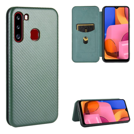 Carbon Fiber Texture Magnetic Horizontal Flip TPU + PC + PU Leather Case with Rope & Card Slot, For Samsung Galaxy A01, For Samsung Galaxy A7(2018) / A750, For Samsung Galaxy A20s, For Samsung Galaxy A21(Eurasian Version)