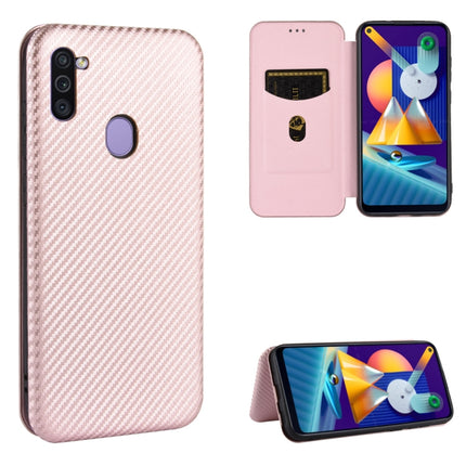 Carbon Fiber Texture Magnetic Horizontal Flip TPU + PC + PU Leather Case with Rope & Card Slot, For Samsung Galaxy M11, For Samsung Galaxy M30s / M21, For Samsung Galaxy M31s, For Samsung Galaxy M31
