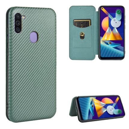 Carbon Fiber Texture Magnetic Horizontal Flip TPU + PC + PU Leather Case with Rope & Card Slot, For Samsung Galaxy M11, For Samsung Galaxy M30s / M21, For Samsung Galaxy M31s, For Samsung Galaxy M31