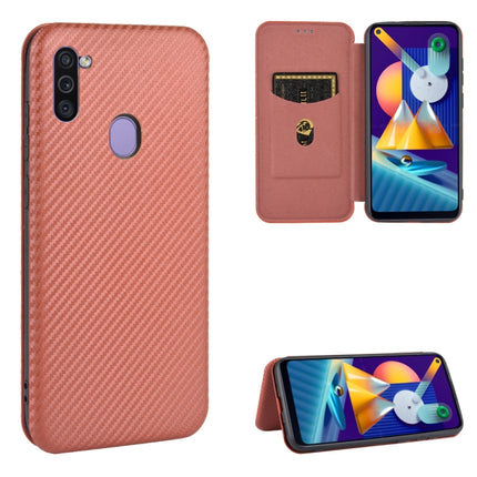 Carbon Fiber Texture Magnetic Horizontal Flip TPU + PC + PU Leather Case with Rope & Card Slot, For Samsung Galaxy M11, For Samsung Galaxy M30s / M21, For Samsung Galaxy M31s, For Samsung Galaxy M31