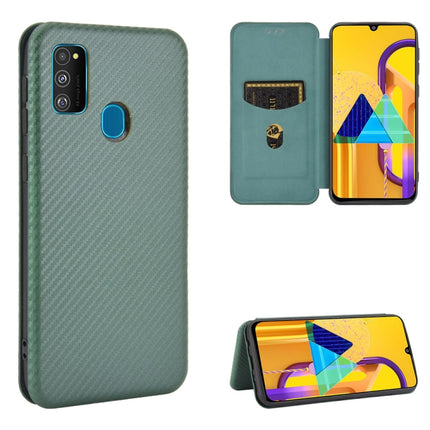 Carbon Fiber Texture Magnetic Horizontal Flip TPU + PC + PU Leather Case with Rope & Card Slot, For Samsung Galaxy M11, For Samsung Galaxy M30s / M21, For Samsung Galaxy M31s, For Samsung Galaxy M31