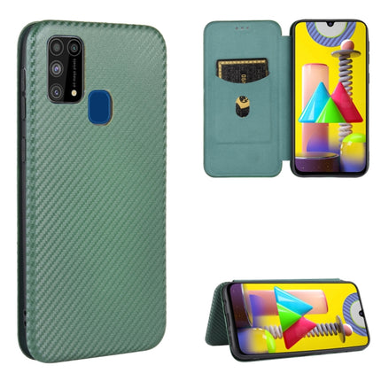 Carbon Fiber Texture Magnetic Horizontal Flip TPU + PC + PU Leather Case with Rope & Card Slot, For Samsung Galaxy M11, For Samsung Galaxy M30s / M21, For Samsung Galaxy M31s, For Samsung Galaxy M31