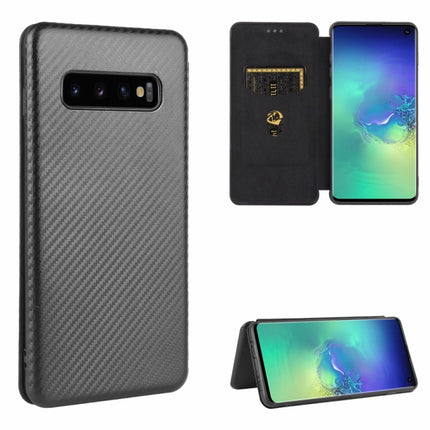 Carbon Fiber Texture Magnetic Horizontal Flip TPU + PC + PU Leather Case with Rope & Card Slot, For Samsung Galaxy S10 5G, For Samsung Galaxy S10 Plus, For Samsung Galaxy S10, For Samsung Galaxy S20
