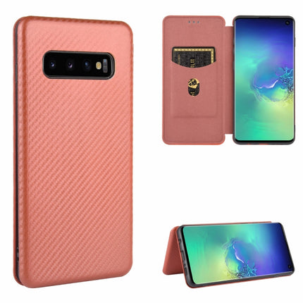Carbon Fiber Texture Magnetic Horizontal Flip TPU + PC + PU Leather Case with Rope & Card Slot, For Samsung Galaxy S10 5G, For Samsung Galaxy S10 Plus, For Samsung Galaxy S10, For Samsung Galaxy S20