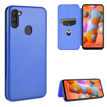 Carbon Fiber Texture Magnetic Horizontal Flip TPU + PC + PU Leather Case with Rope & Card Slot, For Samsung Galaxy S20 Plus, For Samsung Galaxy XCover Pro, For Samsung Galaxy A11(EU Version), For Samsung Galaxy A20 (SC-02M) SCV46