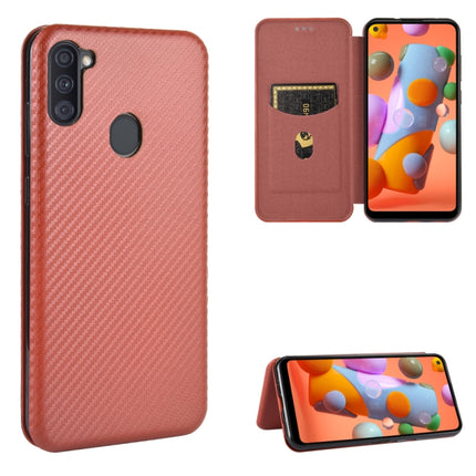 Carbon Fiber Texture Magnetic Horizontal Flip TPU + PC + PU Leather Case with Rope & Card Slot, For Samsung Galaxy S20 Plus, For Samsung Galaxy XCover Pro, For Samsung Galaxy A11(EU Version), For Samsung Galaxy A20 (SC-02M) SCV46
